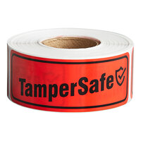 Choice TamperSafe 1" x 3" Red Plastic Tamper-Evident Label - 250/Roll