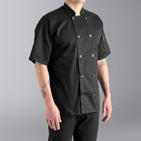 Uncommon Chef South Beach 0415 Unisex Black Customizable Short Sleeve Chef Coat - XL