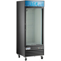 Avantco GD-ICE-24F 31" Black Glass Door Ice Merchandiser with Customizable Panel