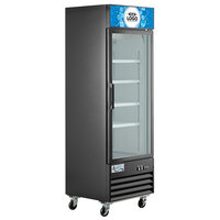 Avantco GDC-12F-HC 27 1/8" Black Swing Glass Door Merchandiser Freezer with LED Lighting and Customizable Panel