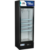 Avantco GDC-15-HC 25 5/8" Black Swing Glass Door Merchandiser Refrigerator with LED Lighting and Customizable Panel