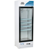 Avantco GDC-15-HC 25 5/8" White Swing Glass Door Merchandiser Refrigerator with LED Lighting and Customizable Panel