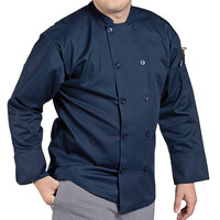 Uncommon Chef Orleans 0488 Unisex Navy Customizable Long Sleeve Chef Coat - 4XL