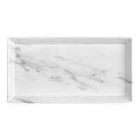 American Metalcraft MWMEL19 14" x 7 1/2" White Marble Rectangular Melamine Platter