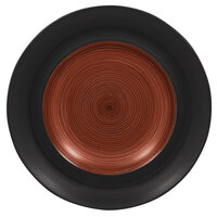 RAK Porcelain TRCLDP24BW Trinidad 9 7/16" Walnut and Black Wide Rim Deep Porcelain Plate - 12/Case