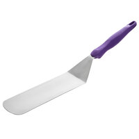 Vollrath 4808880 Jacob's Pride Ergo Grip 8" x 3" Solid Stainless Steel Hamburger High Heat Turner with Purple Allergen-Free Nylon Handle