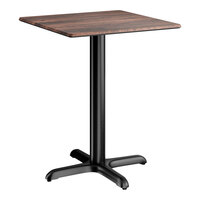Lancaster Table & Seating Excalibur 24" x 24" Square Standard Height Table with Textured Walnut Finish and Cross Base Plate