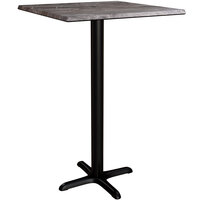 Lancaster Table & Seating Excalibur 28" x 28" Square Bar Height Table with Smooth Paladina Finish and Cross Base Plate