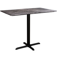 Lancaster Table & Seating Excalibur 28" x 48" Rectangular Counter Height Table with Smooth Paladina Finish and Cross Base Plate