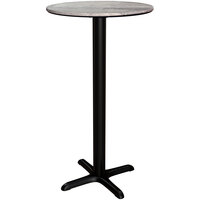 Lancaster Table & Seating Excalibur Round Bar Height Table with Textured Toscano Finish and Cross Base Plate