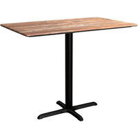 Lancaster Table & Seating Excalibur 28" x 48" Rectangular Counter Height Table with Textured Yukon Oak Finish and Cross Base Plate