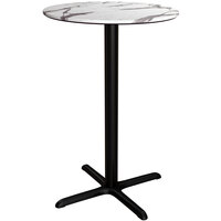 Lancaster Table & Seating Excalibur 36" Round Bar Height Table with Smooth Versilla Finish and Cross Base Plate