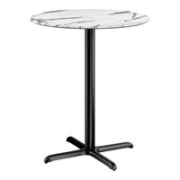 Lancaster Table & Seating Excalibur 36" Round Bar Height Table with Smooth Versilla Finish and Cross Base Plate