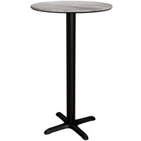 Lancaster Table & Seating Excalibur 32" Round Bar Height Table with Textured Toscano Finish and Cross Base Plate