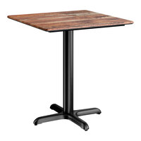 Lancaster Table & Seating Excalibur 28" x 28" Square Standard Height Table with Textured Yukon Oak Finish and Cross Base Plate