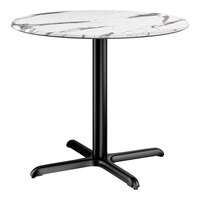 Lancaster Table & Seating Excalibur 36" Round Standard Height Table with Smooth Versilla Finish and Cross Base Plate