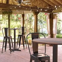 Lancaster Table & Seating Excalibur 36" Round Bar Height Table with Textured Walnut Finish and Cross Base Plate