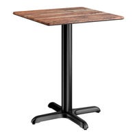 Lancaster Table & Seating Excalibur 24" x 24" Square Standard Height Table with Textured Yukon Oak Finish and Cross Base Plate