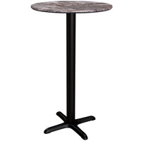 Lancaster Table & Seating Excalibur 32" Round Bar Height Table with Smooth Paladina Finish and Cross Base Plate