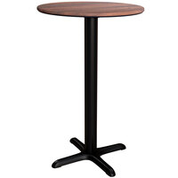 Lancaster Table & Seating Excalibur Round Counter Height Table with Textured Walnut Finish and Cross Base Plate