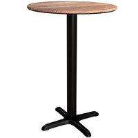 Lancaster Table & Seating Excalibur 32" Round Counter Height Table with Textured Yukon Oak Finish and Cross Base Plate