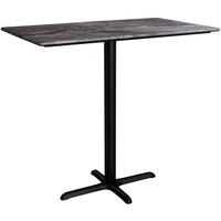 Lancaster Table & Seating Excalibur 28" x 48" Rectangular Bar Height Table with Smooth Paladina Finish and Cross Base Plate