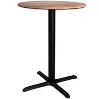 Lancaster Table & Seating Excalibur 36" Round Counter Height Table with Textured Yukon Oak Finish and Cross Base Plate