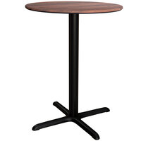 Lancaster Table & Seating Excalibur 36" Round Counter Height Table with Textured Walnut Finish and Cross Base Plate