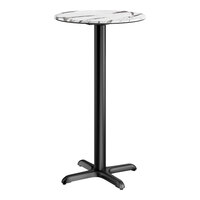 Lancaster Table & Seating Excalibur 24" Round Bar Height Table with Smooth Versilla Finish and Cross Base Plate