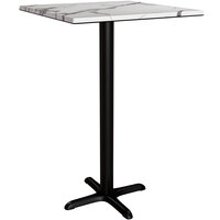 Lancaster Table & Seating Excalibur 28" x 28" Square Bar Height Table with Smooth Versilla Finish and Cross Base Plate