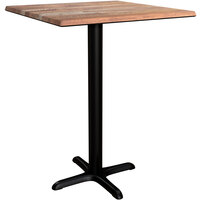 Lancaster Table & Seating Excalibur 28" x 28" Square Counter Height Table with Textured Yukon Oak Finish and Cross Base Plate