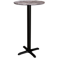 Lancaster Table & Seating Excalibur Round Bar Height Table with Smooth Paladina Finish and Cross Base Plate