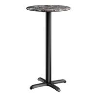 Lancaster Table & Seating Excalibur 24" Round Bar Height Table with Smooth Paladina Finish and Cross Base Plate