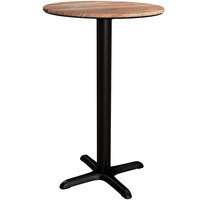 Lancaster Table & Seating Excalibur Round Counter Height Table with Textured Yukon Oak Finish and Cross Base Plate