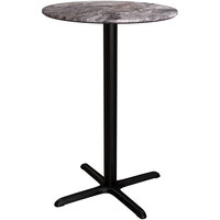 Lancaster Table & Seating Excalibur 36" Round Bar Height Table with Smooth Paladina Finish and Cross Base Plate
