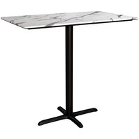 Lancaster Table & Seating Excalibur 28" x 48" Rectangular Bar Height Table with Smooth Versilla Finish and Cross Base Plate