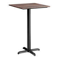 Lancaster Table & Seating Excalibur 28" x 28" Square Bar Height Table with Textured Walnut Finish and Cross Base Plate