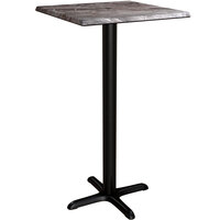 Lancaster Table & Seating Excalibur Square Bar Height Table with Smooth Paladina Finish and Cross Base Plate