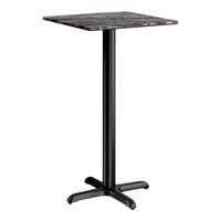 Lancaster Table & Seating Excalibur 24" x 24" Square Bar Height Table with Smooth Paladina Finish and Cross Base Plate