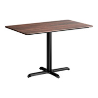 Lancaster Table & Seating Excalibur 28" x 48" Rectangular Standard Height Table with Textured Walnut Finish and Cross Base Plate