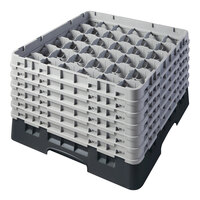 Cambro 36S1058110 Black Camrack Customizable 36 Compartment 11" Glass Rack with 5 Extenders