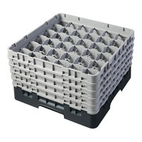 Cambro 36S1058110 Black Camrack Customizable 36 Compartment 11" Glass Rack with 5 Extenders