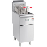 Main Street Equipment Natural Gas 50 lb. Stainless Steel Floor Fryer - 120,000 BTU