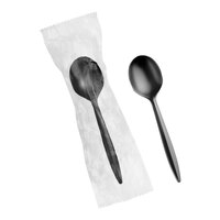 Choice Individually Wrapped Medium Weight Black Polypropylene Plastic Soup Spoon - 1,000/Case
