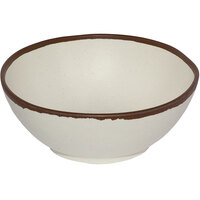 GET B-305-CRM Pottery Market 1.5 Qt. Glazed Cream Melamine Bowl with Brown Trim - 12/Case