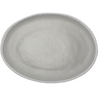 GET P-129-DVG Pottery Market 11 3/4" x 9 1/4" Glazed Oval Grey Coupe Melamine Platter with White Trim - 12/Case