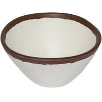 GET B-81-CRM Pottery Market 8 oz. Glazed Cream Melamine Bowl with Brown Trim - 24/Case