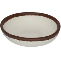 GET B-55-CRM Pottery Market 4.5 oz. Glazed Cream Melamine Ramekin with Brown Trim   - 48/Case