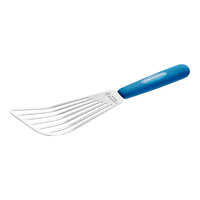 Dexter-Russell 19673H Sani-Safe Cool Blue 6 1/2" x 3" High Heat Blue Slotted Fish / Egg Turner