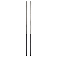 Acopa Heika 9" Black / Silver 18/8 Stainless Steel Extra Heavy Weight Chopstick Set - 12/Pack